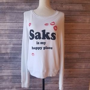 Wildfox White Saks is My Happy Place Beach Jumper